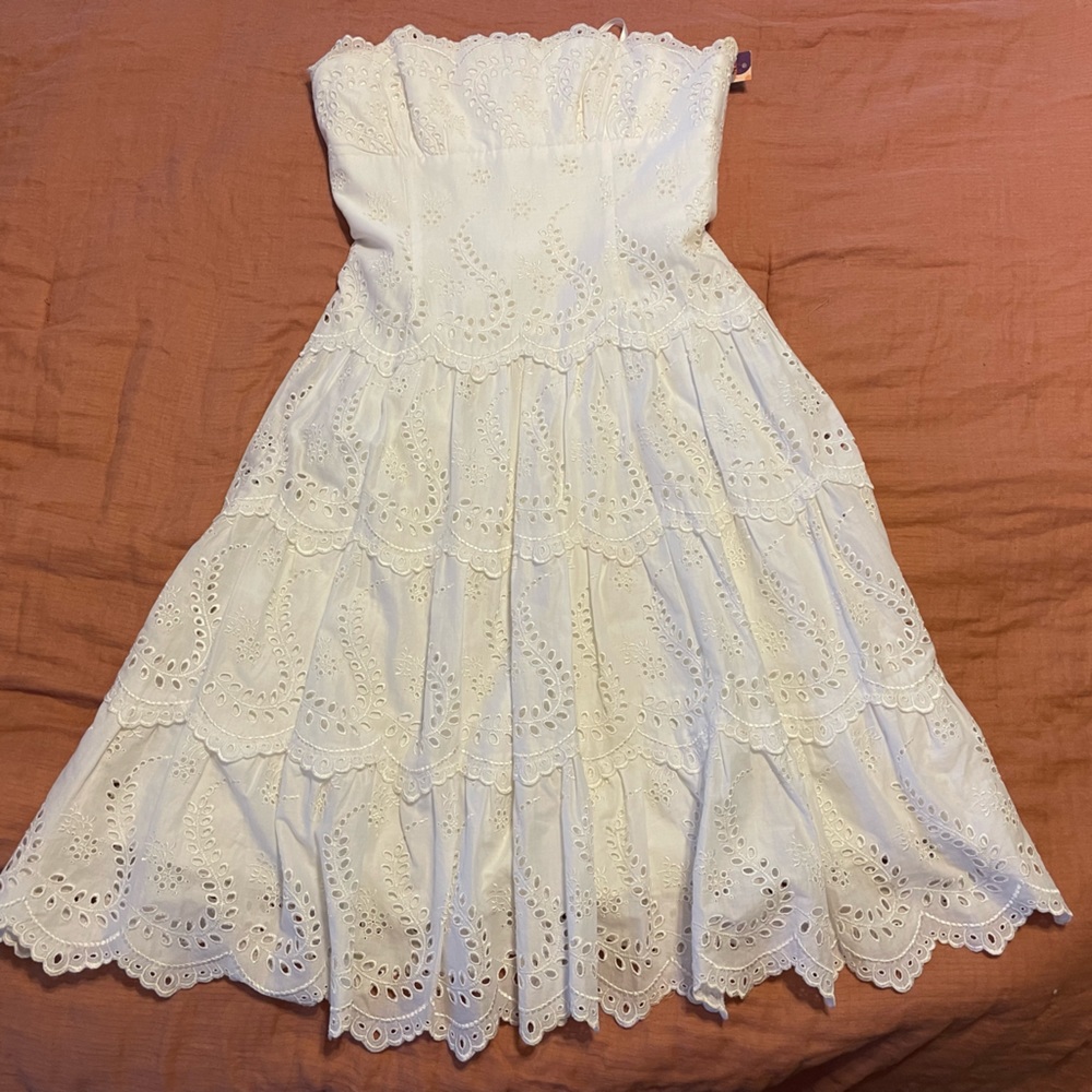 Strapless White Sundress